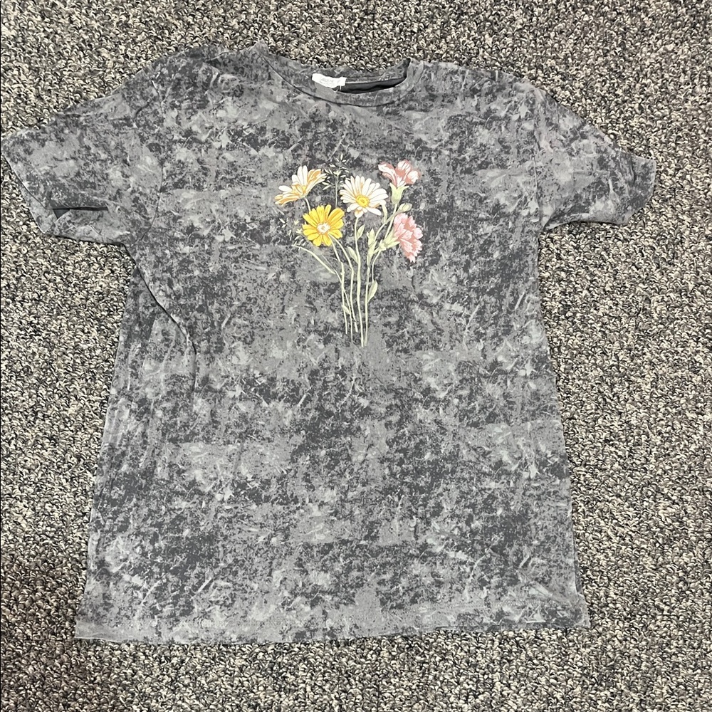 Ardene Gray Kids T-Shirt with Floral Design